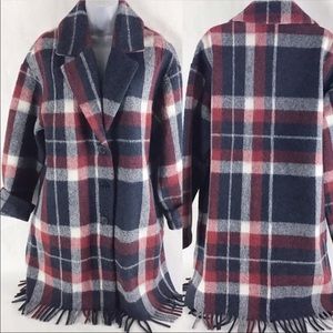 Tahari Plaid fringed Coat.
